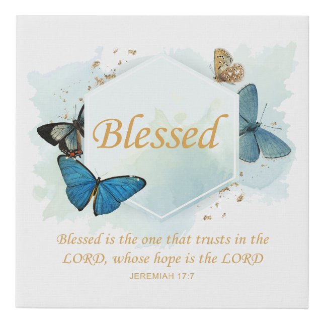 Blessed – Women's Christian Faith Butterfly Verse Faux Canvas Print (Front)