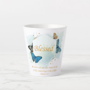 Blessed – Women's Christian Faith Butterfly Verse  Latte Mug