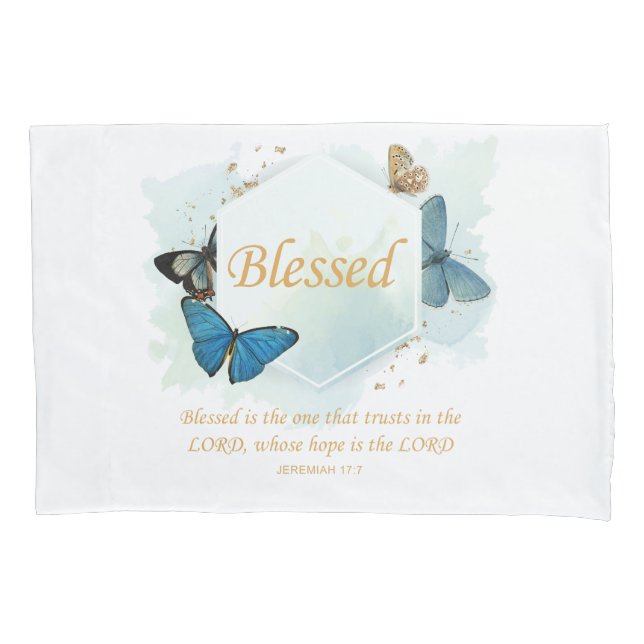Blessed – Women's Christian Faith Butterfly Verse  Pillow Case (Front)