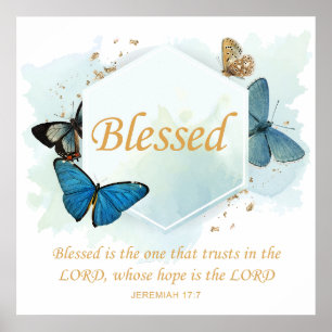 Blessed – Women's Christian Faith Butterfly Verse Poster