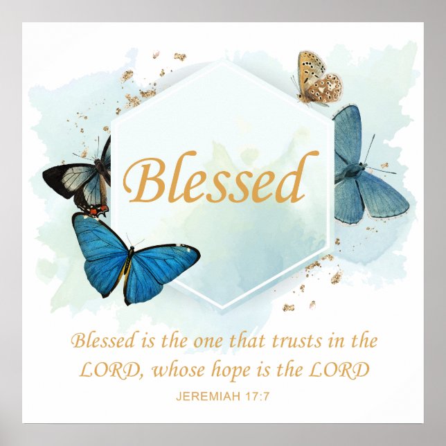 Blessed – Women's Christian Faith Butterfly Verse Poster (Front)