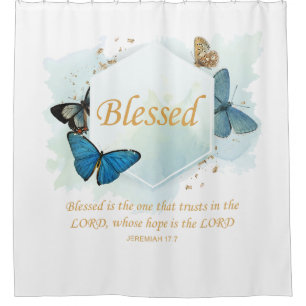 Blessed – Women's Christian Faith Butterfly Verse Shower Curtain