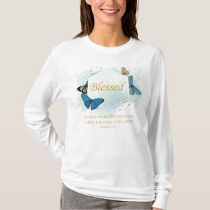 Blessed – Women's Christian Faith Butterfly Verse T-Shirt
