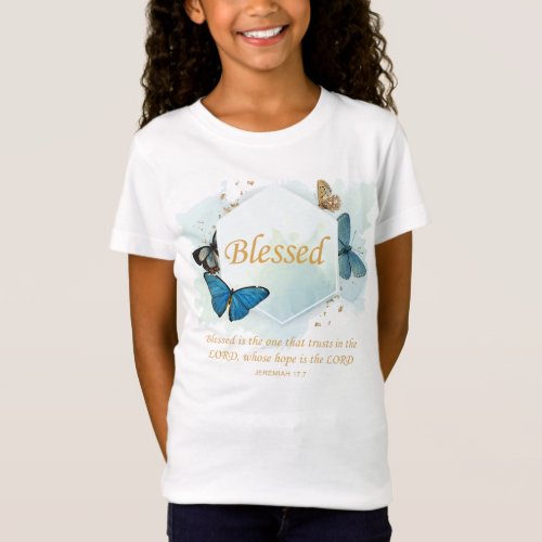Blessed  Womens Christian Faith Butterfly Verse  T_Shirt