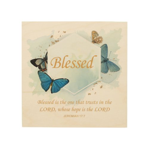 Blessed  Womens Christian Faith Butterfly Verse  Wood Wall Art