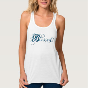 "Blessed!" Women's Flowy Racerback Tank (Blue) Top