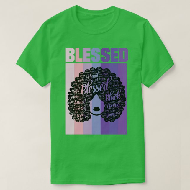 Blessed Words in Afro Christian Religious T-Shirt (Design Front)