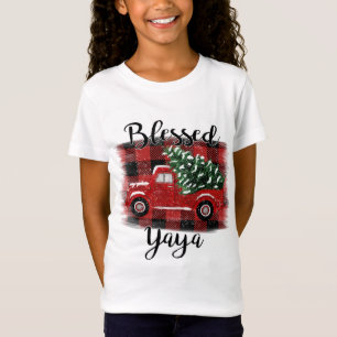 Blessed Yaya Red Truck Vintage Christmas Tree T-Shirt