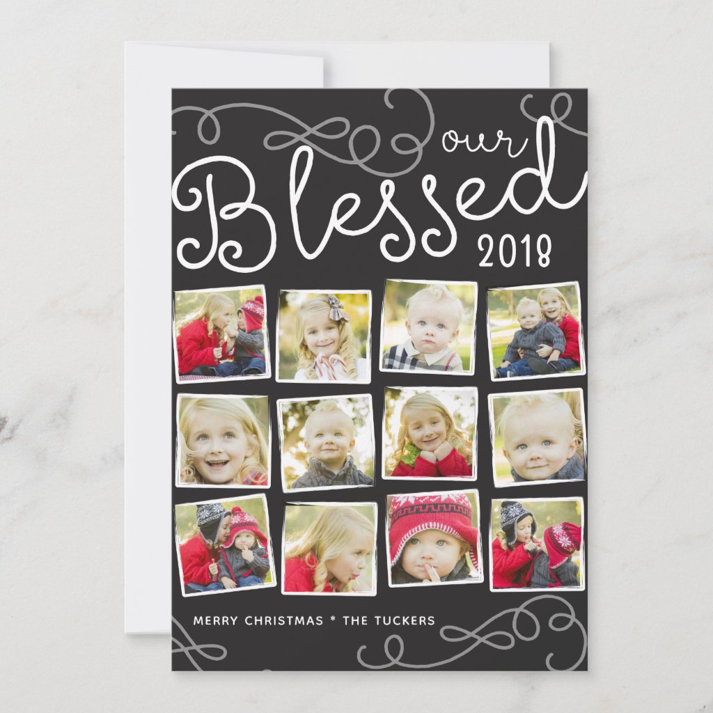 Blessed Year Christmas Photo Collage Holiday Card