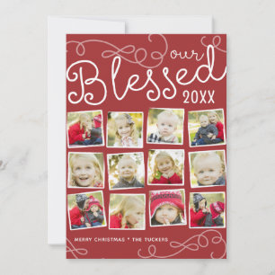 Blessed Year Collage Christmas Photo Card in Red