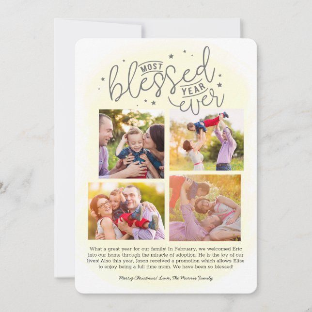 Blessed Year Ever Year in Review Yellow | Holiday Card (Front)