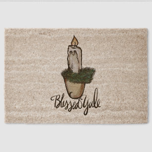 Blessed Yule Candle Fiber Doormat