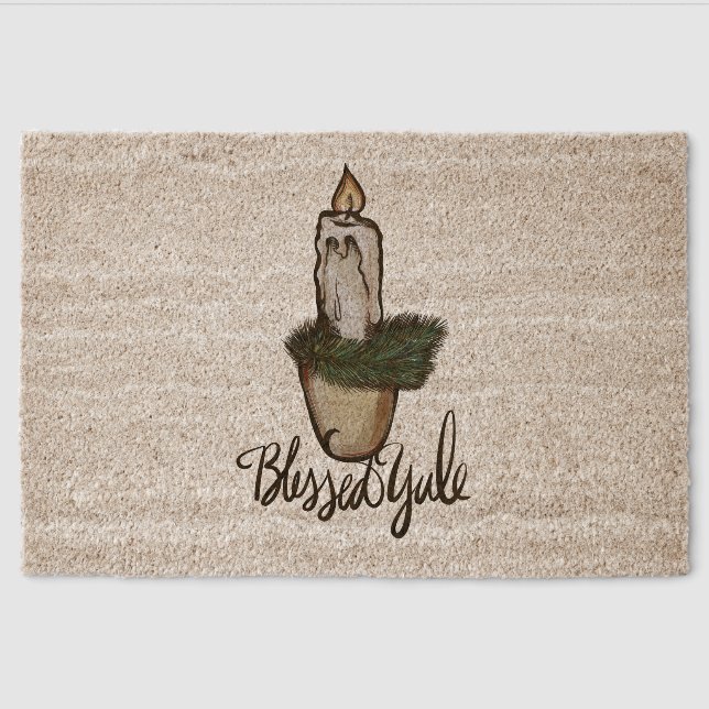 Blessed Yule Candle                                Fiber Doormat (Front)