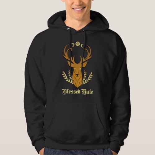 Blessed Yule Christmas Stag Triple Moon Pentacle P Hoodie