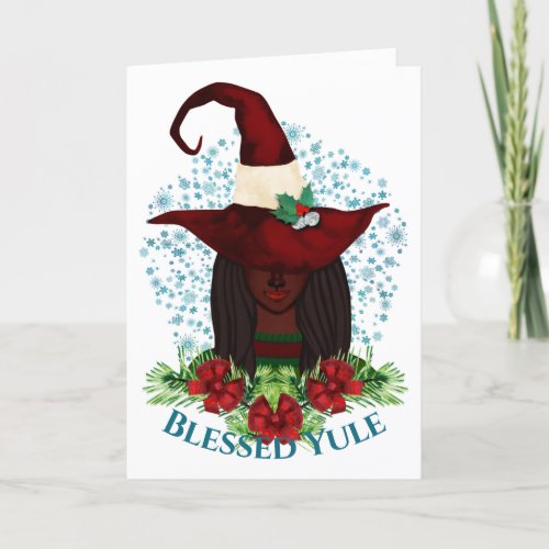 Blessed Yule Cozy African American Holiday Witch