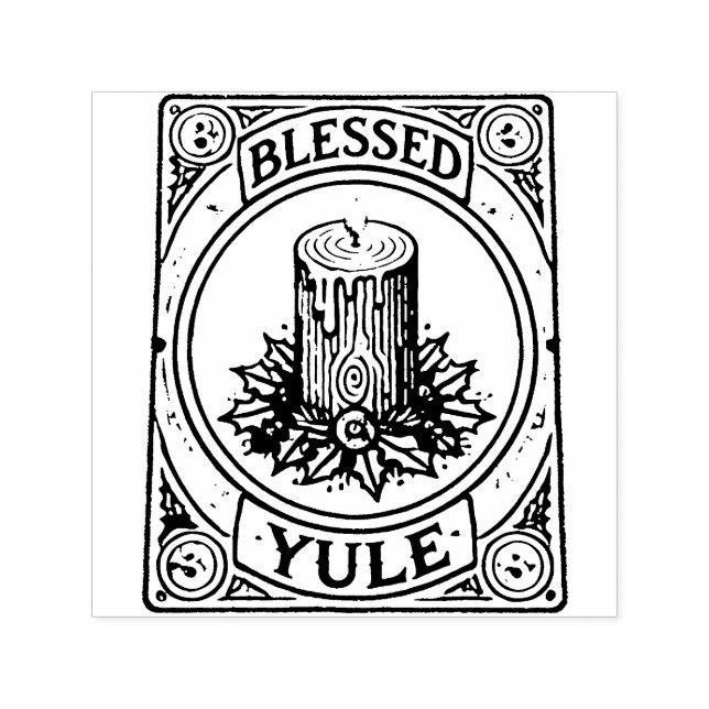 Blessed Yule Pagan Yuletide Holiday Self-inking Stamp (Design)