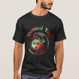 Blessed Yule Tie Dye Moon Sun Winter Solstice Bati T-Shirt