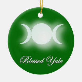 Blessed Yule (Triple Moon Goddess) Ceramic Ornament