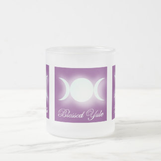 Blessed Yule (Triple Moon Goddess) Frosted Glass Coffee Mug
