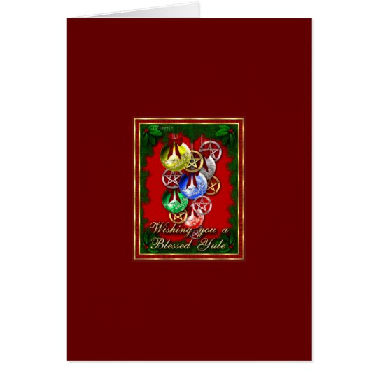 Blessed Yule Wicca Christmas Pentagram Card