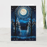 Blessed Yule Winter Solstice Cozy Full Moon Forest