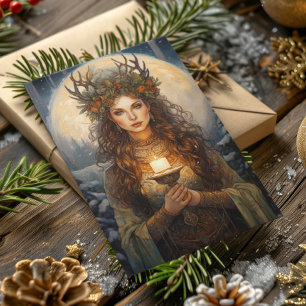 Blessed Yule Winter Solstice High Priestess Holiday Card