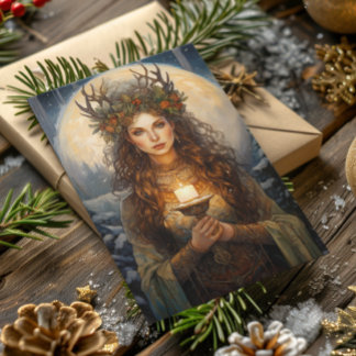 Blessed Yule Winter Solstice High Priestess Holiday Card