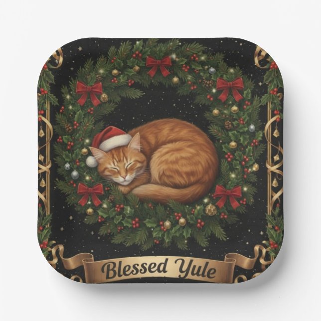 BlessedYuleCat Paper Plates (Front)