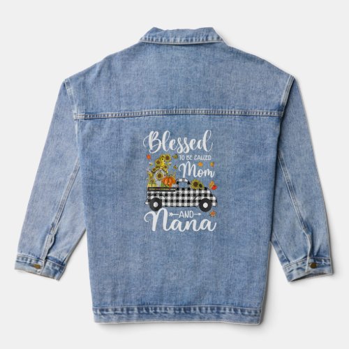Blesses To Be Called Mom And Nana Gnome Thanksgivi Denim Jacket