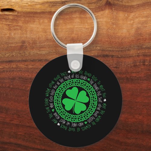 Blessing Celtic Knot 4 Leaf Clover St Patricks Keychain