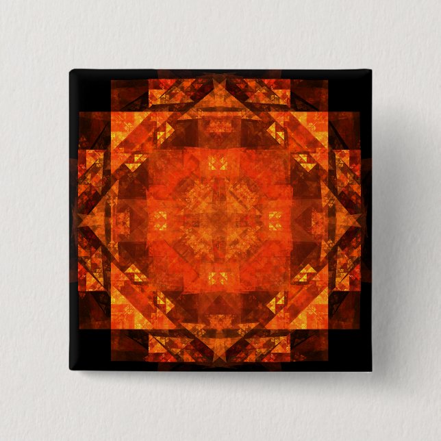 Blessing Fire Mandala Abstract Art Design Button (Front)