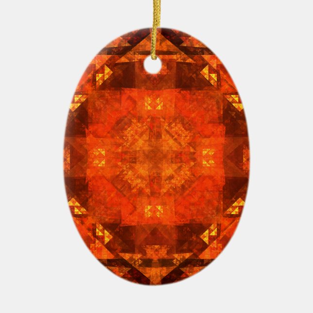 Blessing Fire Mandala Abstract Art Design Ceramic Ornament (Front)