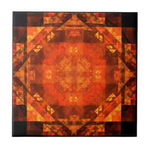 Blessing Fire Mandala Abstract Art Design Ceramic Tile