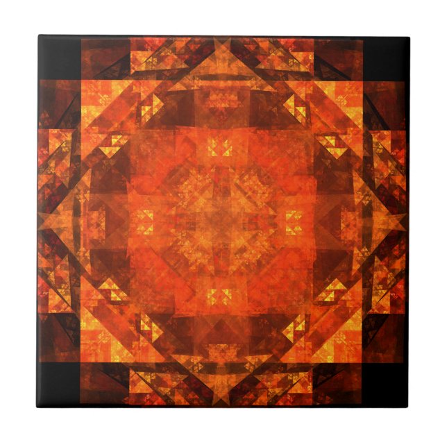 Blessing Fire Mandala Abstract Art Design Ceramic Tile (Front)
