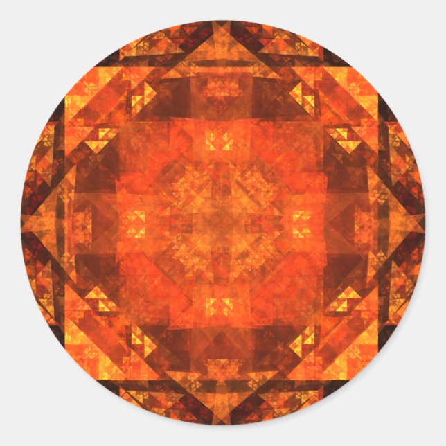 Blessing Fire Mandala Abstract Art Design Classic Round Sticker (Front)