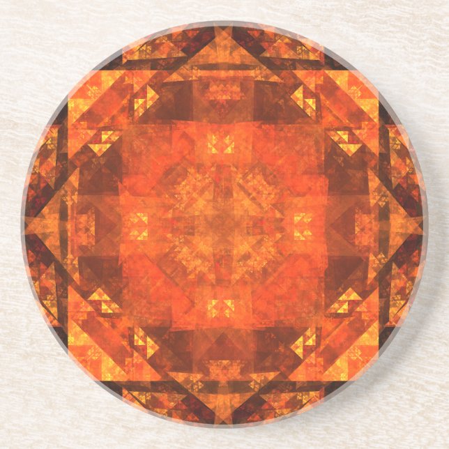 Blessing Fire Mandala Abstract Art Design Drink Coaster (Front)