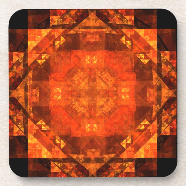 Blessing Fire Mandala Abstract Art Design Drink Coaster (Front)