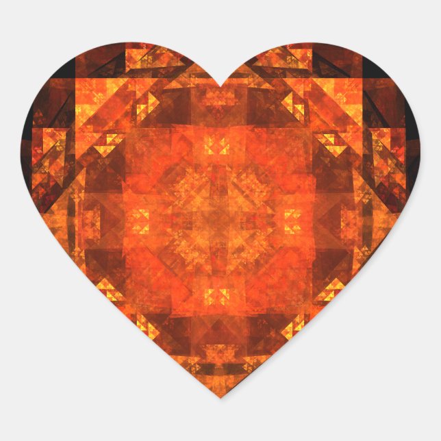 Blessing Fire Mandala Abstract Art Design Heart Sticker (Front)