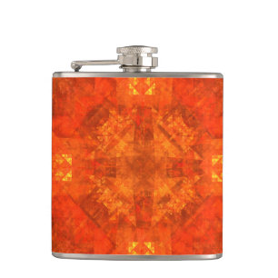 Blessing Fire Mandala Abstract Art Design Hip Flask
