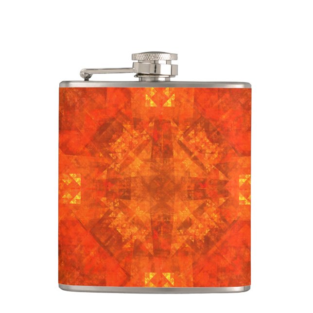 Blessing Fire Mandala Abstract Art Design Hip Flask (Front)