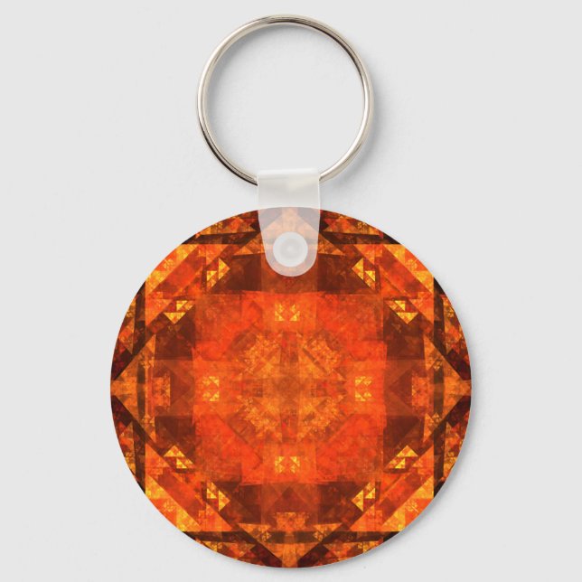 Blessing Fire Mandala Abstract Art Design Keychain (Front)