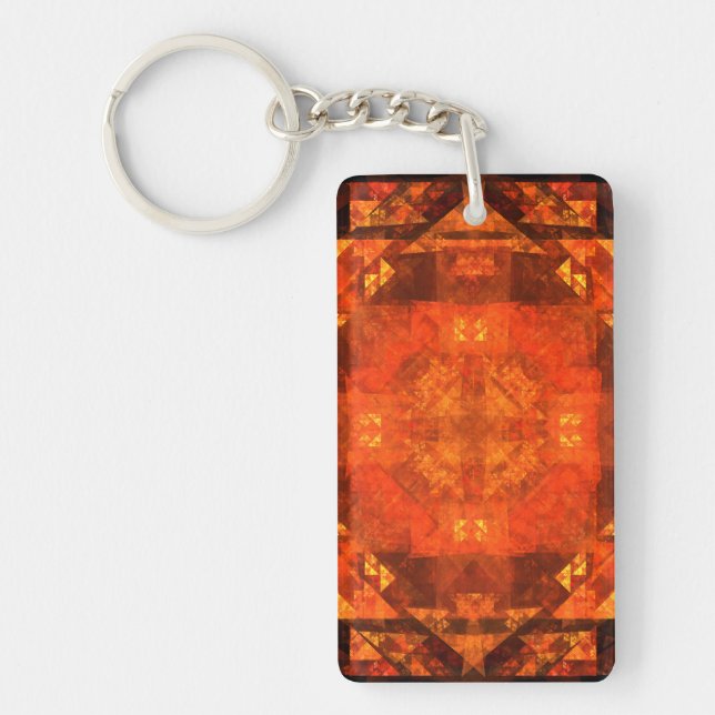 Blessing Fire Mandala Abstract Art Design Keychain (Front)