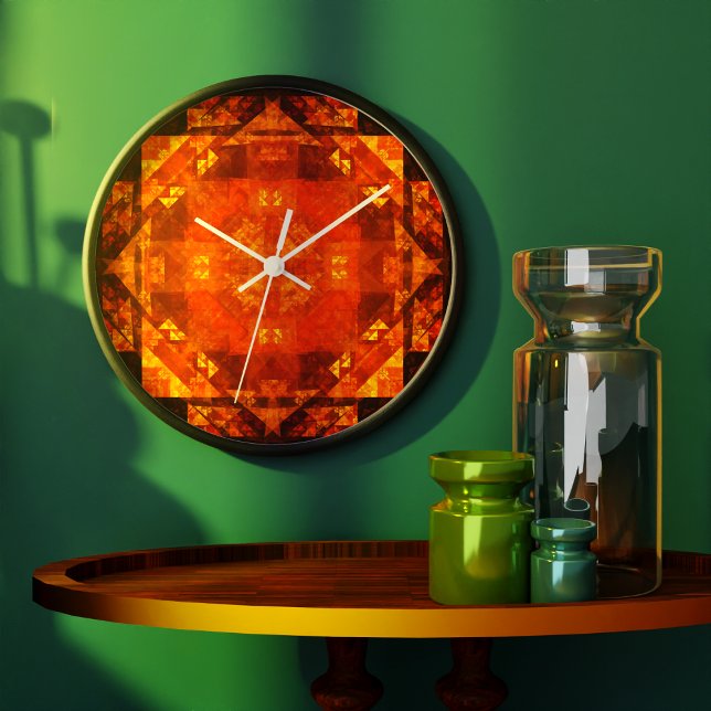 Blessing Fire Mandala Abstract Art Design Large Clock (Blessing Abstract Art Round Clock)
