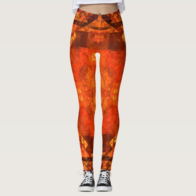 Blessing Fire Mandala Abstract Art Design Leggings (Front)