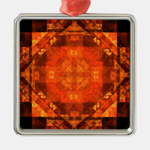 Blessing Fire Mandala Abstract Art Design Metal Ornament