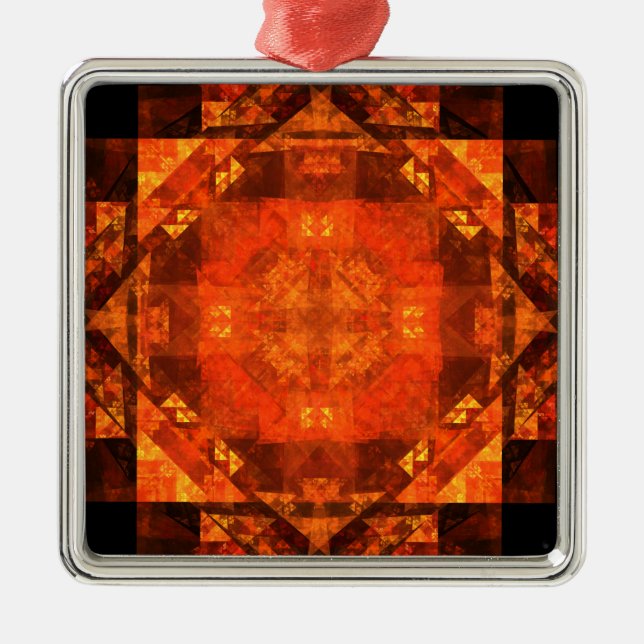 Blessing Fire Mandala Abstract Art Design Metal Ornament (Front)