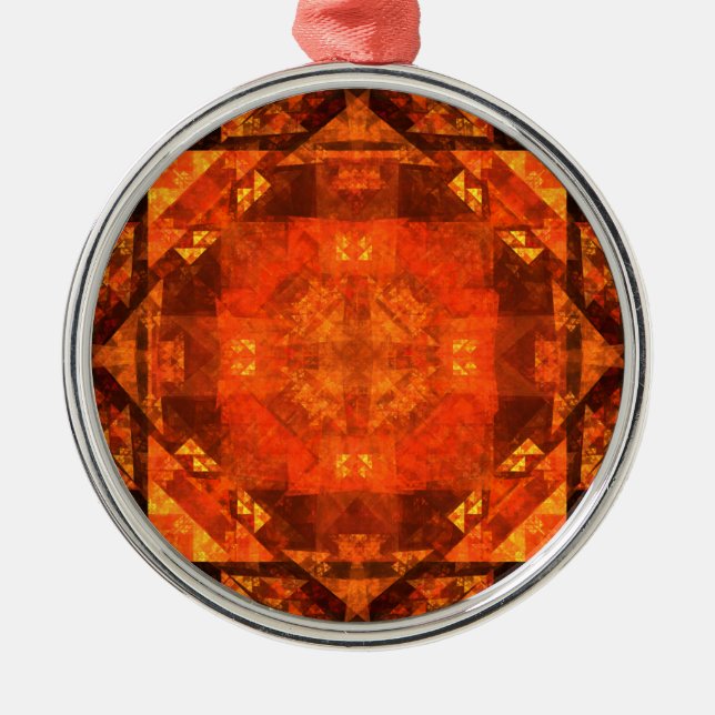 Blessing Fire Mandala Abstract Art Design Metal Ornament (Front)