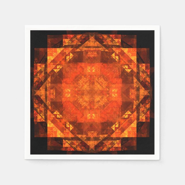 Blessing Fire Mandala Abstract Art Design Napkins (Front)