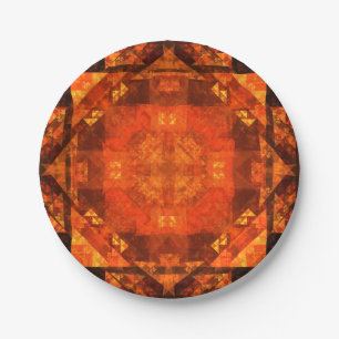 Blessing Fire Mandala Abstract Art Design Paper Plates