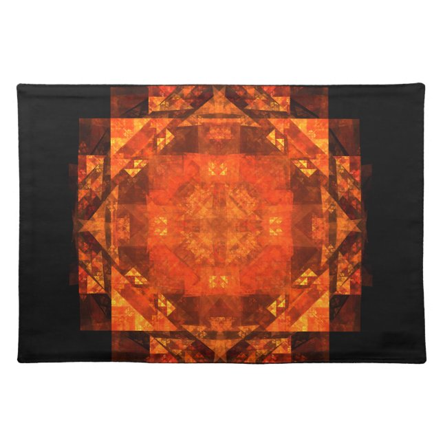 Blessing Fire Mandala Abstract Art Design Placemat (Front)